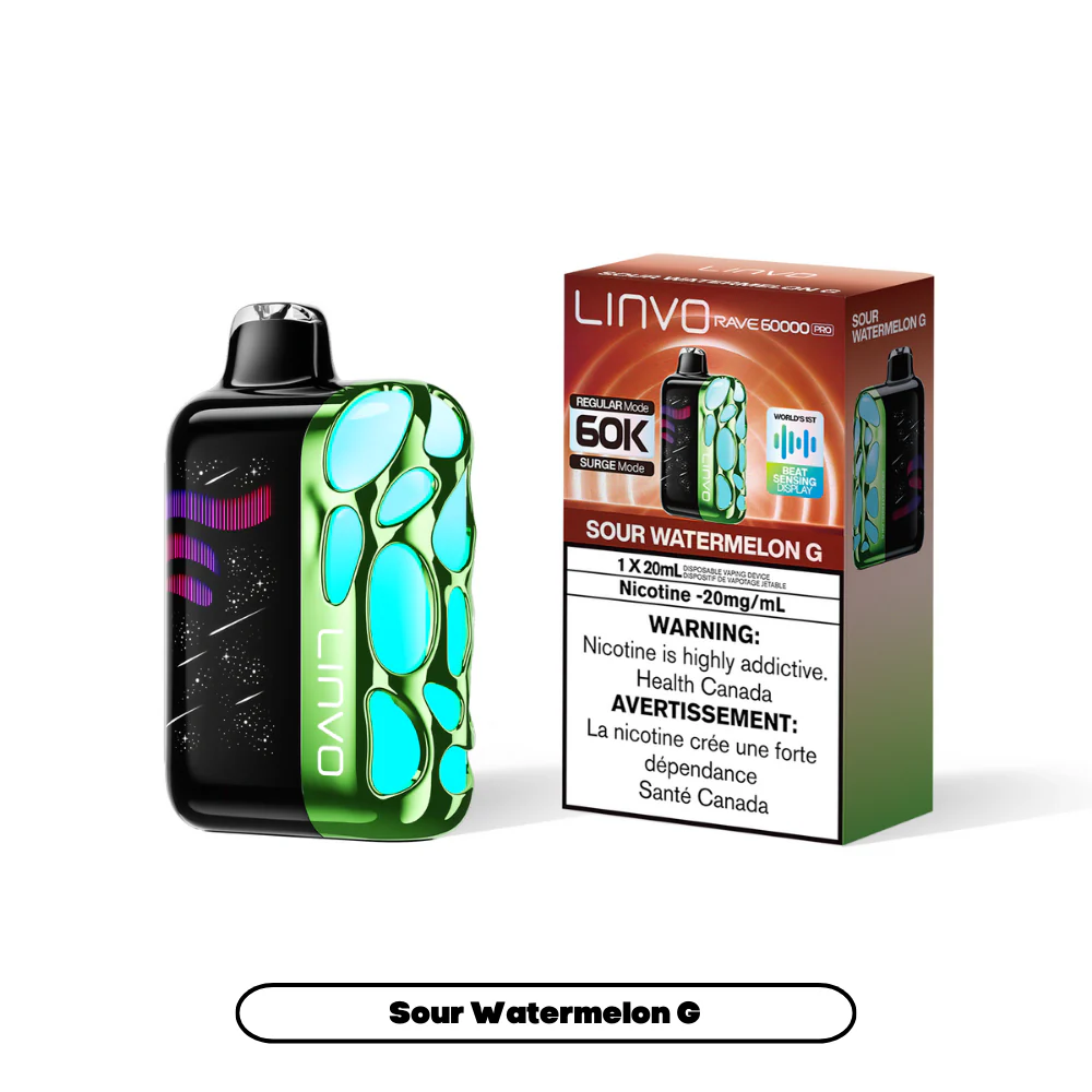 Linvo Rave 60000 Pro - Sour Watermelon G (4pc/Carton) [Alberta]