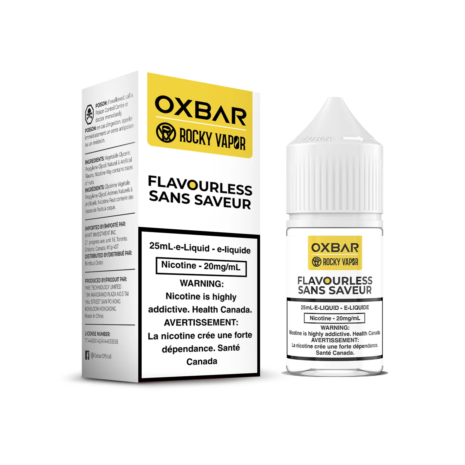 Rocky Vapor Oxbar E-Liquid - Flavorless [Quebec]