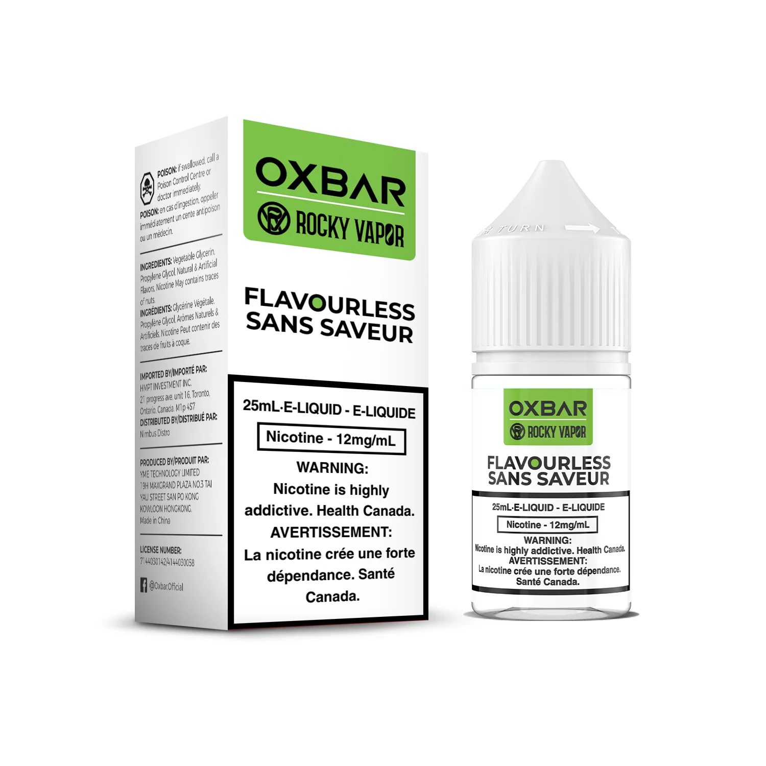 Rocky Vapor Oxbar E-Liquid - Flavorless [Quebec] - Image 2