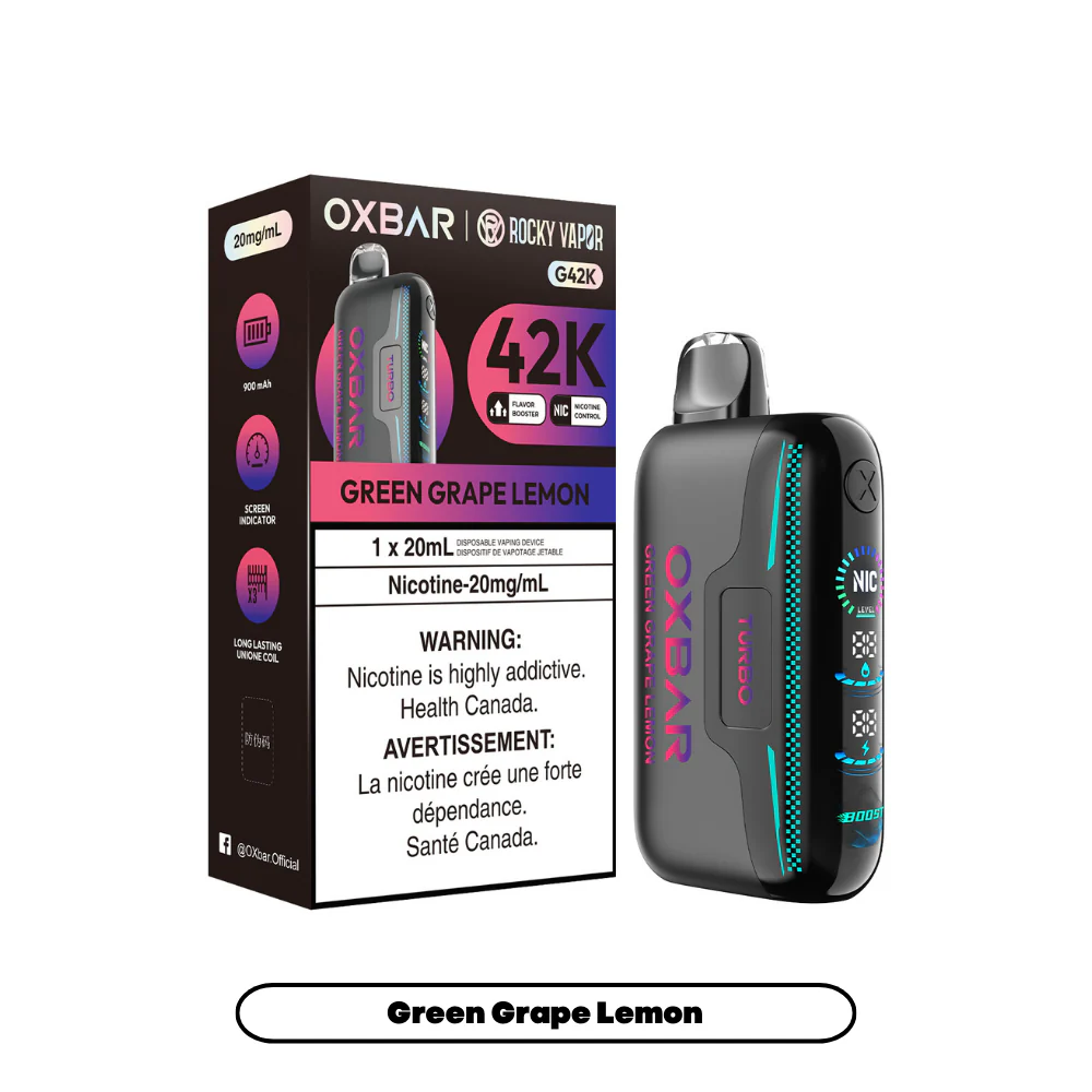 Rocky Vapor Oxbar G42K - Green Grape Lemon (4pc/Carton) [Manitoba]