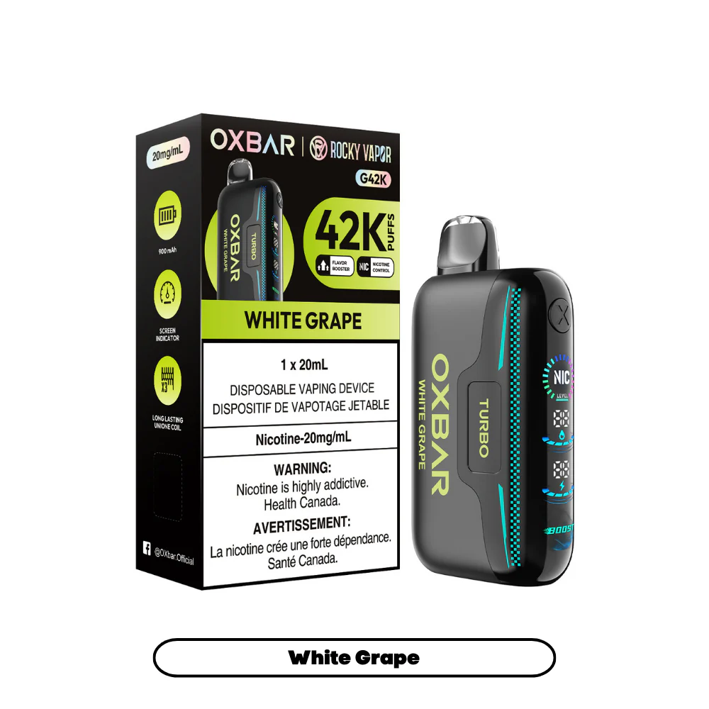 Rocky Vapor Oxbar G42K - White Grape (4pc/Carton) [Manitoba]