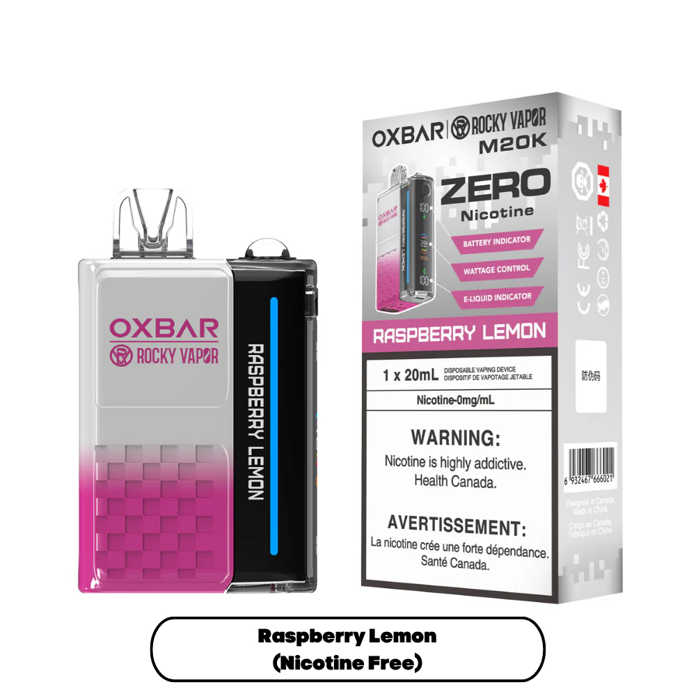 Rocky Vapor Oxbar M20K Nicotine Free - Raspberry Lemon (5pc/Carton) [Manitoba]