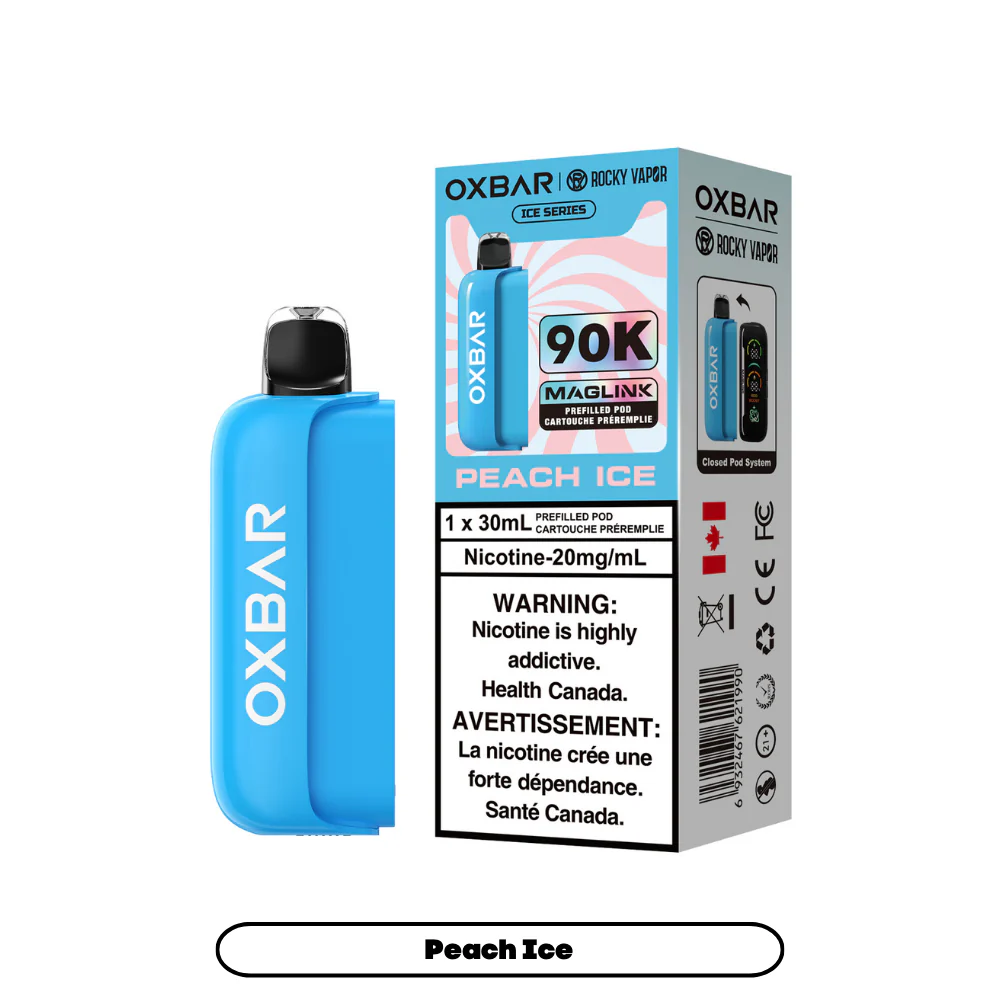 Rocky Vapor Oxbar Maglink - Ice Series - Peach Ice (4pc/Carton) [Manitoba] {Prefilled Pods}