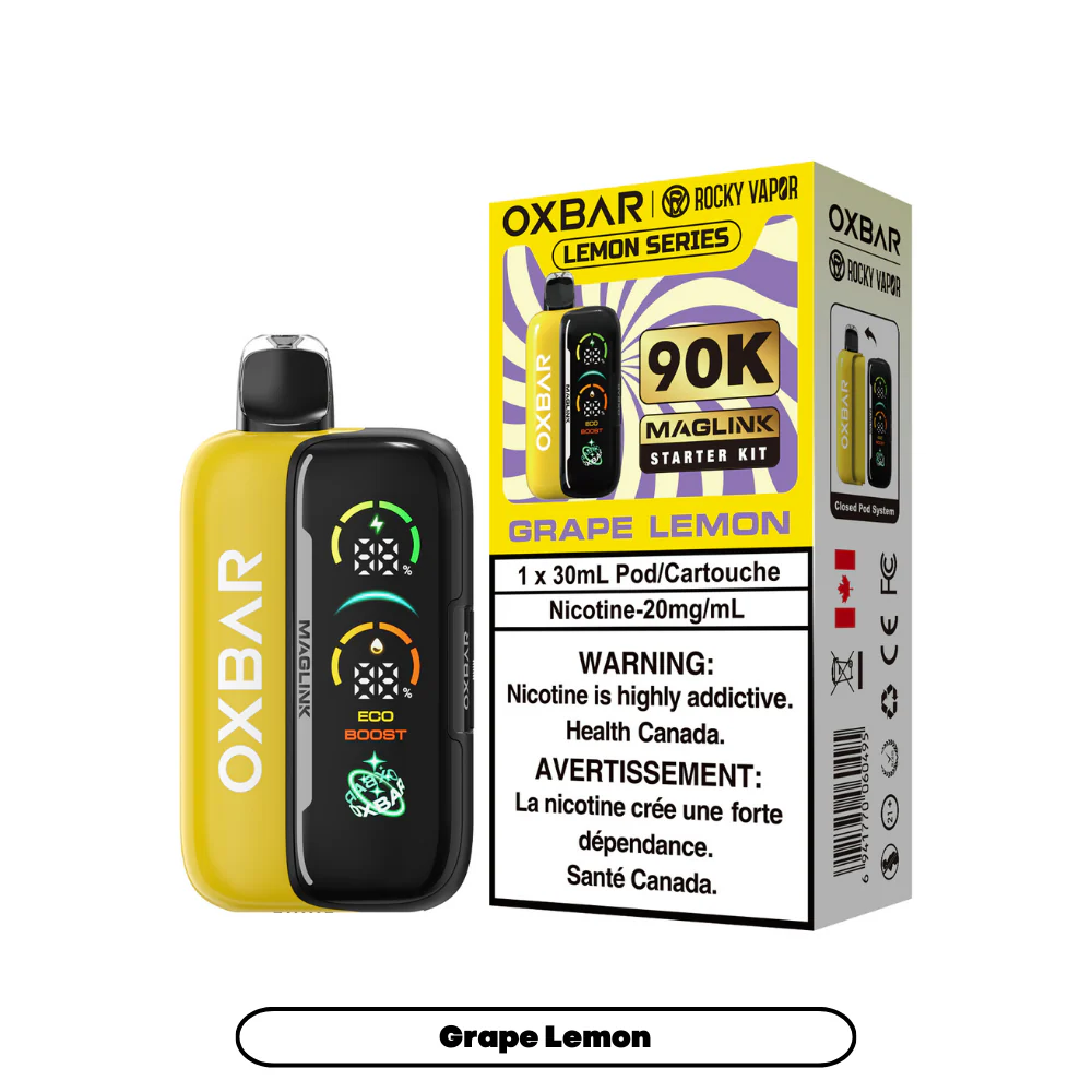 Rocky Vapor Oxbar Maglink - Lemon Series - Grape Lemon (4pc/Carton) [Alberta] {Starter Kit}