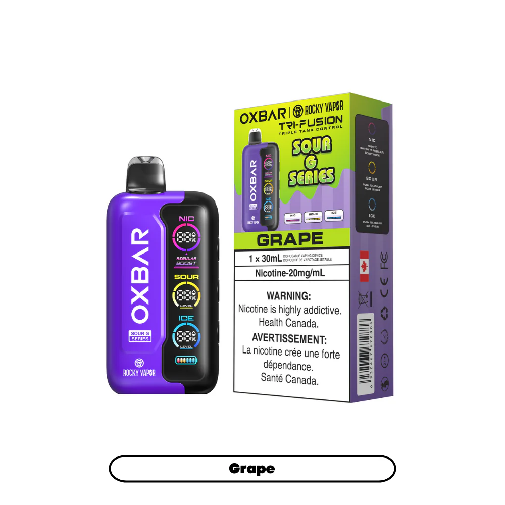 Rocky Vapor Oxbar Tri Fusion - Sour G Series - Grape (5pc/Carton) [Manitoba]