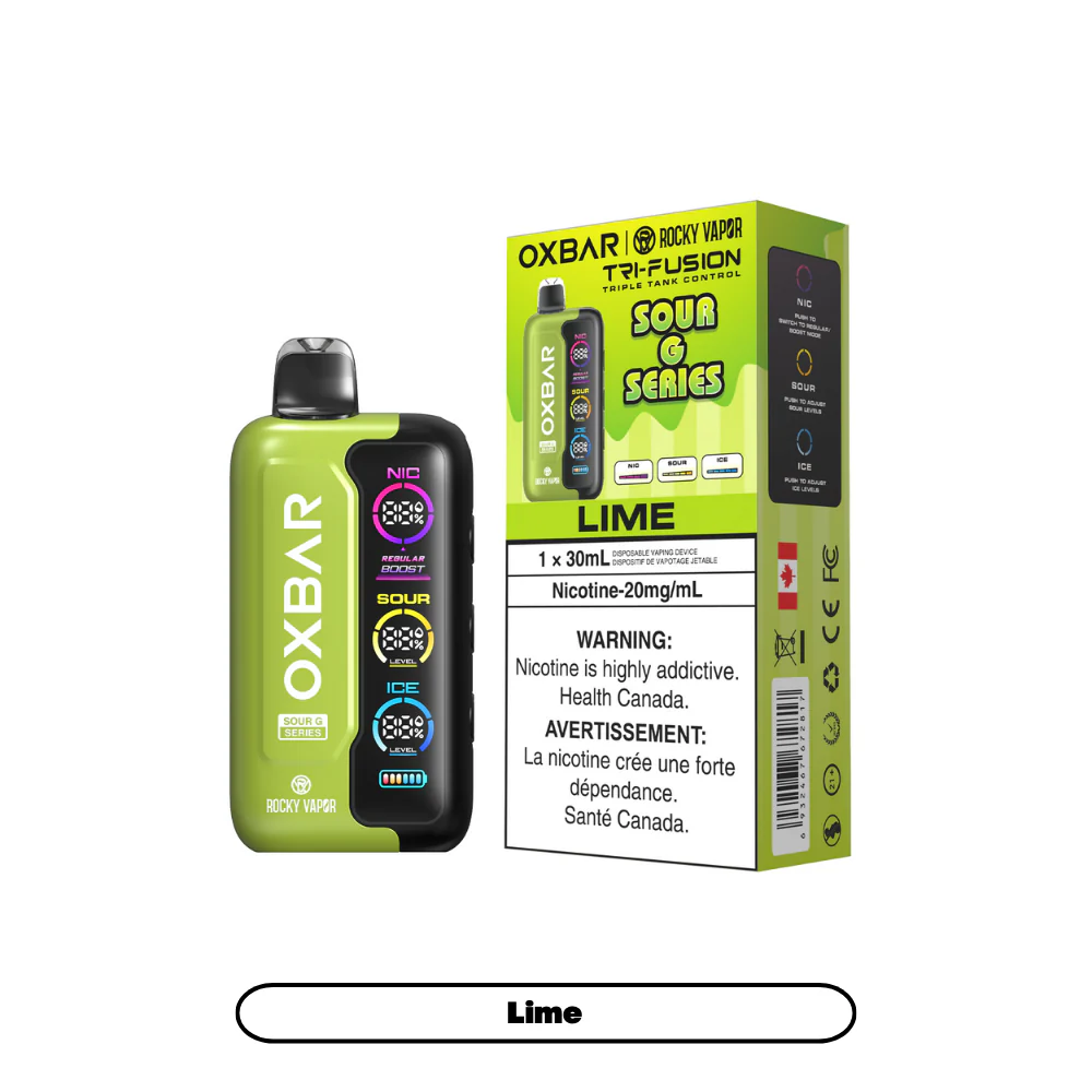 Rocky Vapor Oxbar Tri Fusion - Sour G Series - Lime (5pc/Carton) [Manitoba]