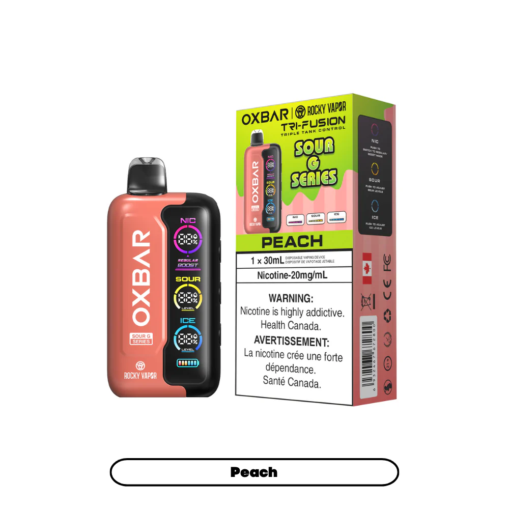 Rocky Vapor Oxbar Tri Fusion - Sour G Series - Peach (5pc/Carton) [Alberta]