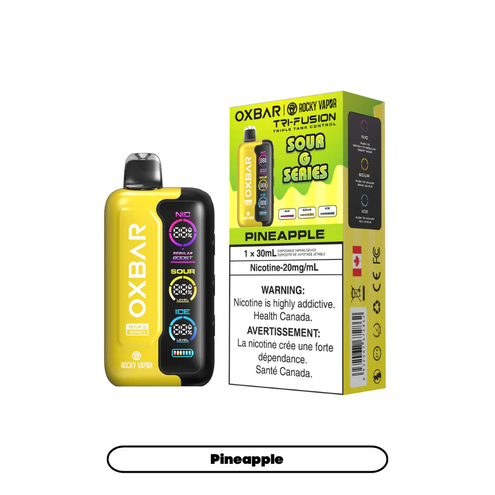Rocky Vapor Oxbar Tri Fusion - Sour G Series - Pineapple (5pc/Carton) [Alberta]