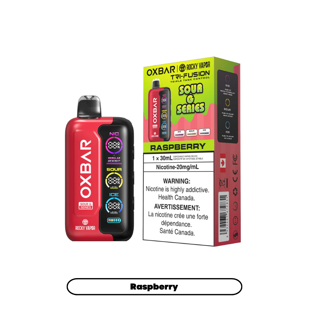 Rocky Vapor Oxbar Tri Fusion - Sour G Series - Raspberry (5pc/Carton) [Ontario]