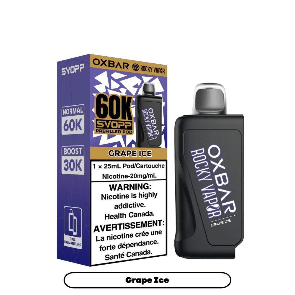 Svopp Rocky Vapor Oxbar 60K {Prefilled Pods} - Grape Ice (4pc/Carton) [Manitoba]