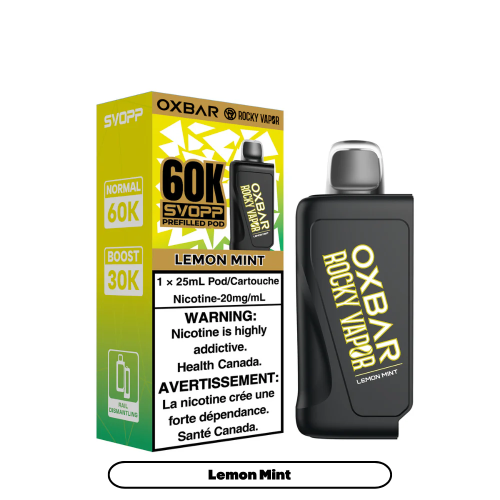Svopp Rocky Vapor Oxbar 60K {Prefilled Pods} - Lemon Mint (4pc/Carton) [Manitoba]